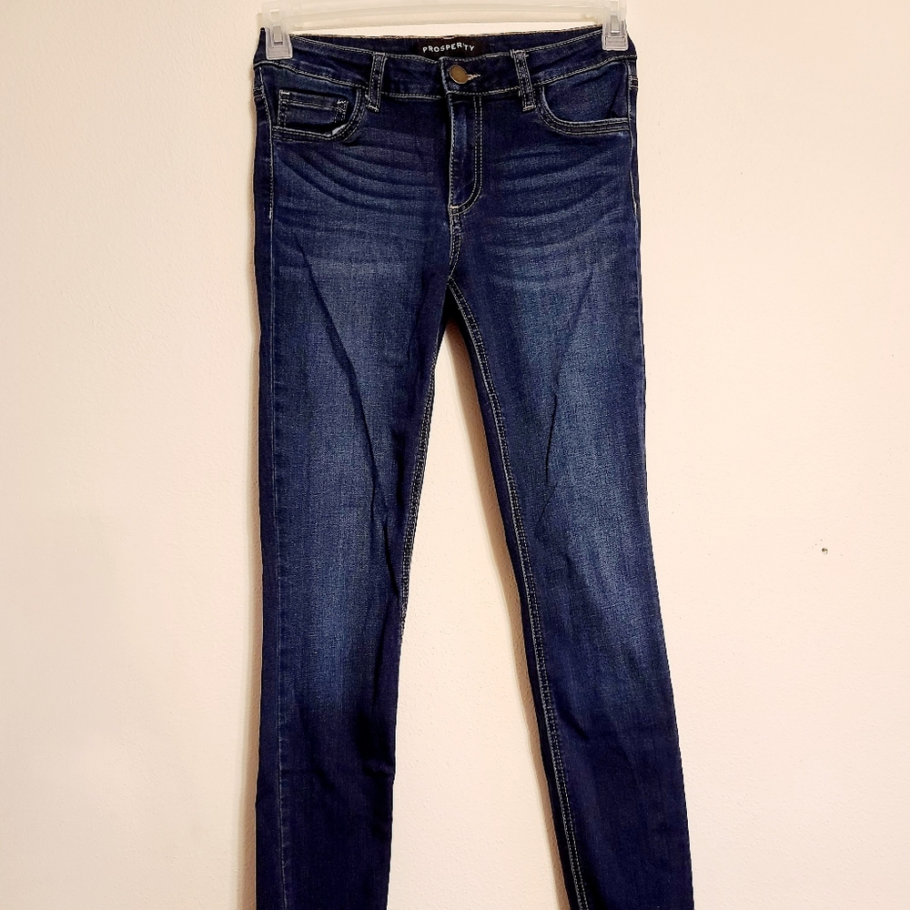 Prosperity Women's Size 27 31" Inseam Dark Wash Skinny Frayed Fringed Ankle Hem